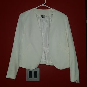 White blazer with pleated bottom